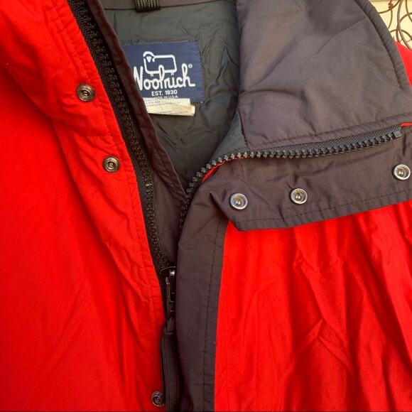 Vintage 90s Woolrich red winter ski coat jacket parka MEDIUM - Picture 6 of 12